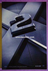 I253 X-MEN 2 double-sided teaser one-sheet movie poster '03 Patrick Stewart, Hugh Jackman
