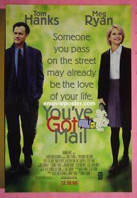 I261 YOU'VE GOT MAIL double-sided advance one-sheet movie poster '98 Tom Hanks, Meg Ryan