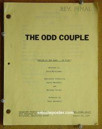 J267 ODD COUPLE TV script 74 Tony Randall, Jack Klugman
