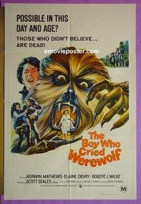 K029 BOY WHO CRIED WEREWOLF Australian one-sheet movie poster '73 Mathews