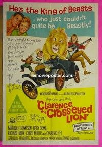 K037 CLARENCE THE CROSS-EYED LION Australian one-sheet movie poster '65
