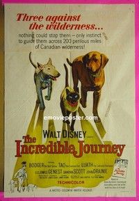 K079 INCREDIBLE JOURNEY Australian one-sheet movie poster '63 Walt Disney