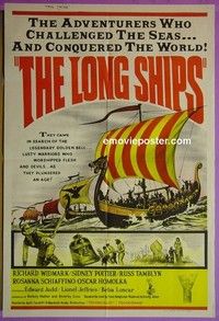 K092 LONG SHIPS Australian one-sheet movie poster '64 Vikings, Widmark