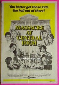 K096 MASSACRE AT CENTRAL HIGH Australian one-sheet movie poster '76 Carradine