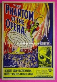 K110 PHANTOM OF THE OPERA Australian one-sheet movie poster '62 Hammer, Lom