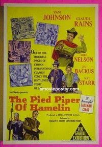 K111 PIED PIPER OF HAMELIN Australian one-sheet movie poster '57 Johnson