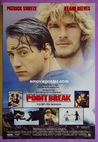 K113 POINT BREAK Australian one-sheet movie poster '91 Keanu Reeves, surfing