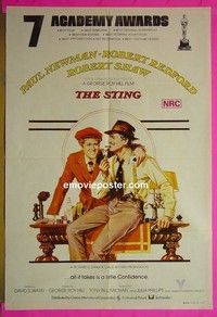 K142 STING Australian one-sheet movie poster '74 Robert Redford, Paul Newman