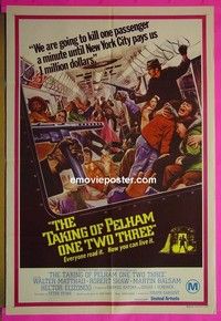 K147 TAKING OF PELHAM 1 2 3 Australian one-sheet movie poster '74 Matthau