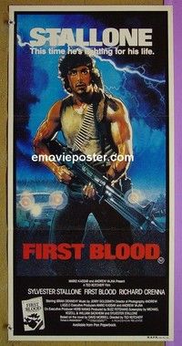 K185 1ST BLOOD Australian daybill movie poster '82 Rambo, Sylvester Stallone