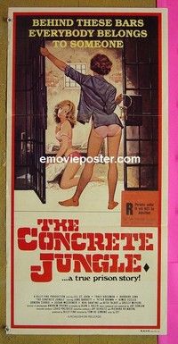 K333 CONCRETE JUNGLE Australian daybill movie poster '82 prison sex!