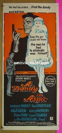 K359 DANDY IN ASPIC Australian daybill movie poster '68 Laurence Harvey