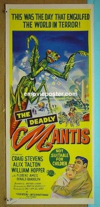 K371 DEADLY MANTIS Australian daybill movie poster '57 classic sci-fi!