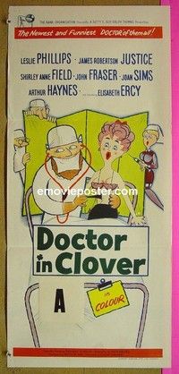 K387 DOCTOR IN CLOVER Australian daybill movie poster '66 hospital sex!