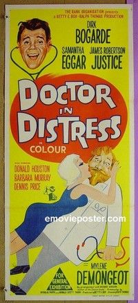 K388 DOCTOR IN DISTRESS Australian daybill movie poster '64 Bogarde, Eggar