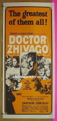 K391 DOCTOR ZHIVAGO Australian daybill movie poster R70s David Lean epic!