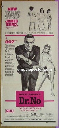 K396 DR NO Australian daybill movie poster R70s Sean Connery IS James Bond!