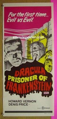 K398 DRACULA PRISONER OF FRANKENSTEIN Australian daybill movie poster '72