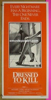K399 DRESSED TO KILL Australian daybill movie poster '80 Caine, De Palma