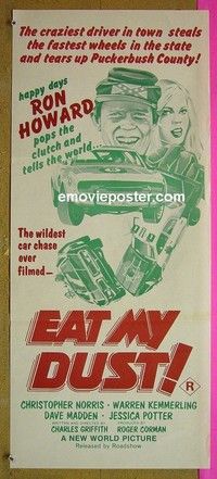 K408 EAT MY DUST New Zealand daybill movie poster '76 Ron Howard