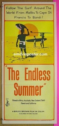 K413 ENDLESS SUMMER Australian daybill movie poster '67 surfing classic!