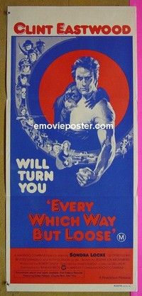 K419 EVERY WHICH WAY BUT LOOSE Australian daybill movie poster '78 Eastwood