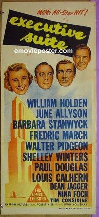 K421 EXECUTIVE SUITE Australian daybill movie poster '54 Holden, Stanwyck