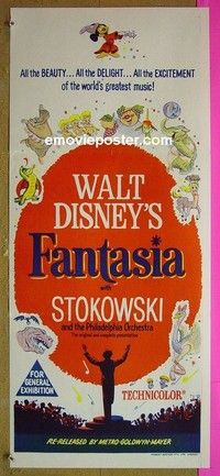 K427 FANTASIA Australian daybill movie poster R60s Mickey Mouse, Disney