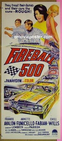 K436 FIREBALL 500 Australian daybill movie poster '66 car racing!