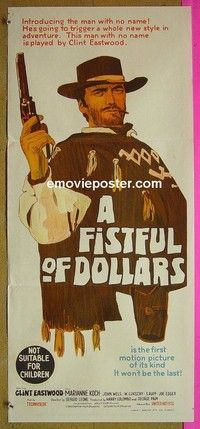 K439 FISTFUL OF DOLLARS Australian daybill movie poster '67 Eastwood