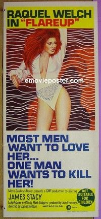 K441 FLAREUP Australian daybill movie poster '70 sexy Raquel Welch, Stacy