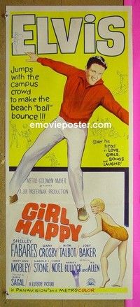 K471 GIRL HAPPY Australian daybill movie poster '65 Elvis Presley, rock 'n' roll