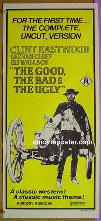 K479 GOOD, THE BAD & THE UGLY Australian daybill movie poster R70s Eastwood