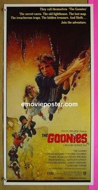 K481 GOONIES Australian daybill movie poster '85 Drew Struzan art!