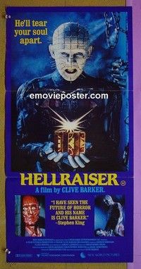 K503 HELLRAISER Australian daybill movie poster '87 Clive Barker