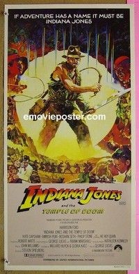 K533 INDIANA JONES & THE TEMPLE OF DOOM Vaughan art style Australian daybill movie poster #2 '84