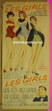 K591 LES GIRLS Australian daybill movie poster '57 Gene Kelly, Gaynor