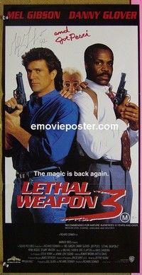 K595 LETHAL WEAPON 3 Australian daybill movie poster '92 Mel Gibson, Glover