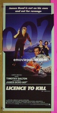 K596 LICENCE TO KILL Australian daybill movie poster '89 Timothy Dalton, James Bond