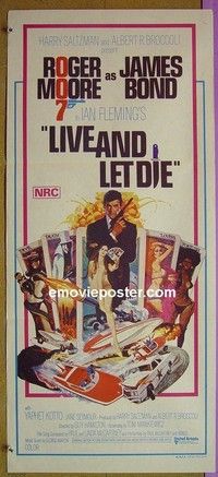 K604 LIVE & LET DIE Australian daybill movie poster '73 Moore as Bond