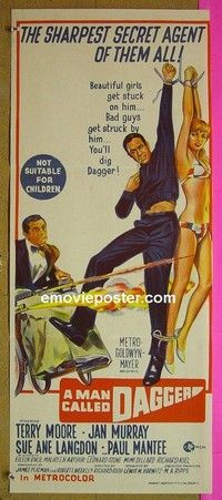 K628 MAN CALLED DAGGER Australian daybill movie poster '67 Moore