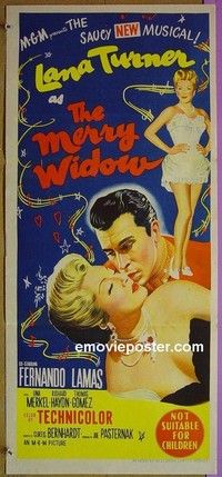 K649 MERRY WIDOW Australian daybill movie poster '52 sexy Lana Turner