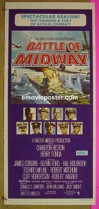 K658 MIDWAY Australian daybill movie poster '76 Charlton Heston,H. Fonda