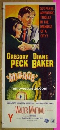 K660 MIRAGE Australian daybill movie poster '65 Gregory Peck, Baker