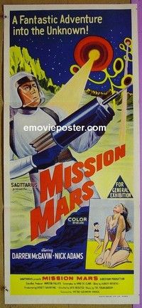 K664 MISSION MARS Australian daybill movie poster '68 McGavin, Adams