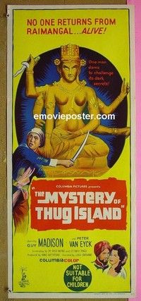 K687 MYSTERY OF THUG ISLAND Australian daybill movie poster '65 tortures!