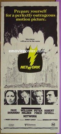 K694 NETWORK Australian daybill movie poster '76 William Holden, Finch