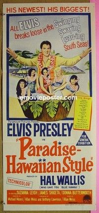K729 PARADISE HAWAIIAN STYLE Australian daybill movie poster '66 Elvis