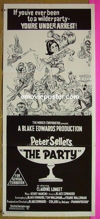 K732 PARTY Australian daybill movie poster R70s Sellers, Blake Edwards