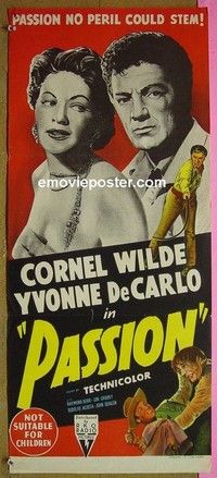 K733 PASSION Australian daybill movie poster '54 Wilde, De Carlo
